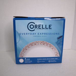 Corelle 4 pc Salad Plates Everyday Expressions Graphic Stitch 7.5" nib